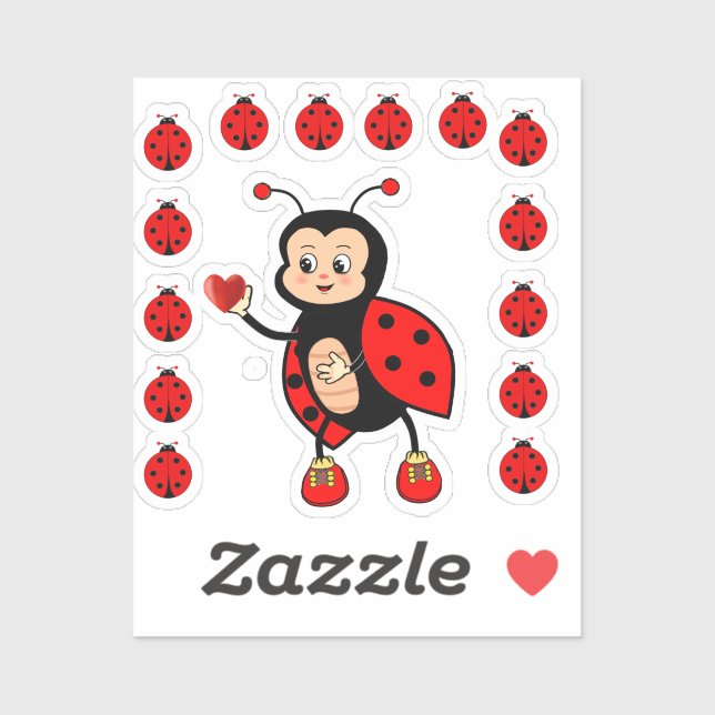 Cute Ladybugs and Heart  (Sheet)