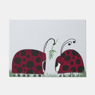 Cute Ladybugs And Mistletoe Doormat
