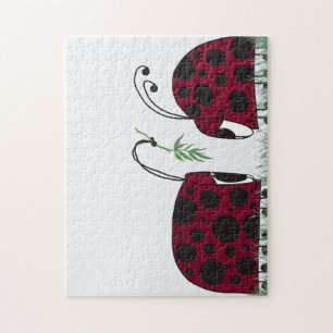 Cute Ladybugs And Mistletoe Jigsaw Puzzle
