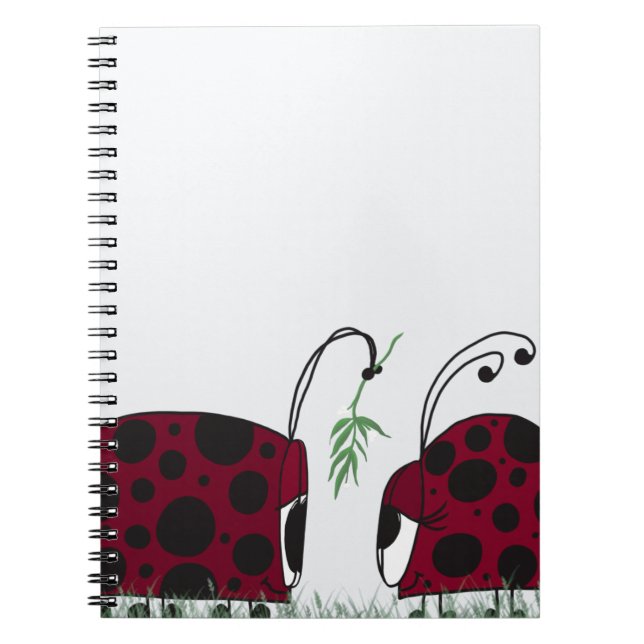 Cute Ladybugs And Mistletoe Notebook (Front)