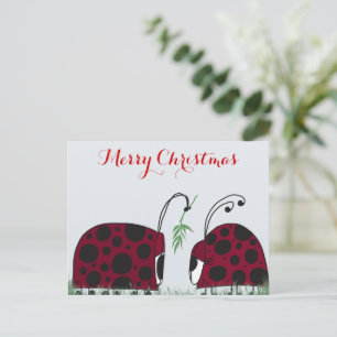 Cute Ladybugs And Mistletoe Postcard