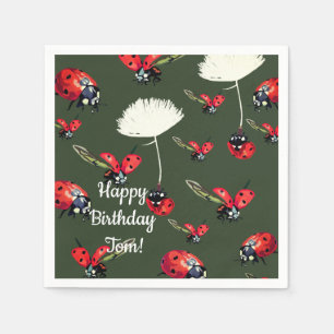 Cute Ladybugs birthday Paper Napkins