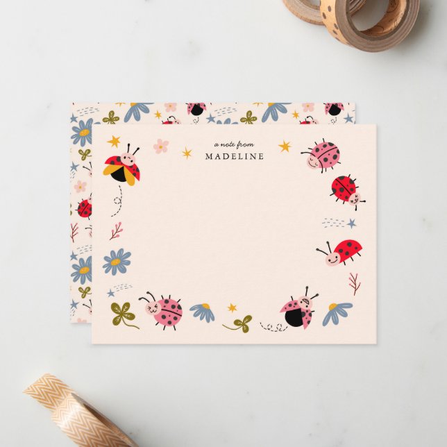 Cute Ladybugs Kids Card (Front/Back In Situ)