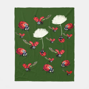 Cute ladybugs, Ladybirds art on a Fleece Blanket
