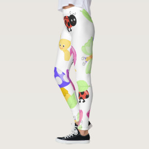 Cute Ladybugs Nature White Leggings For Women