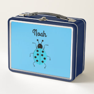 cute ladybugs, personalised  metal lunch box