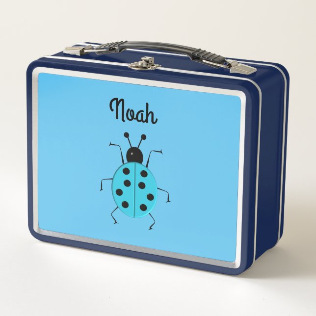 cute ladybugs, personalised  metal lunch box (Front)