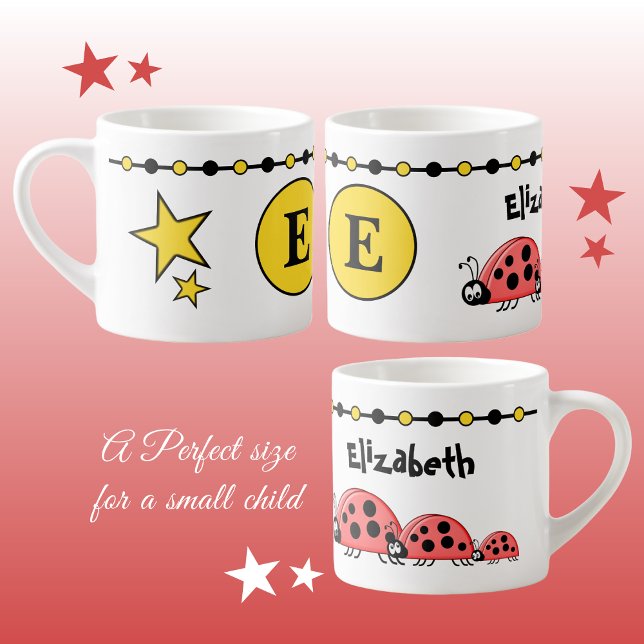 Cute ladybugs yellow black with stars child's espresso cup (Creator Uploaded)