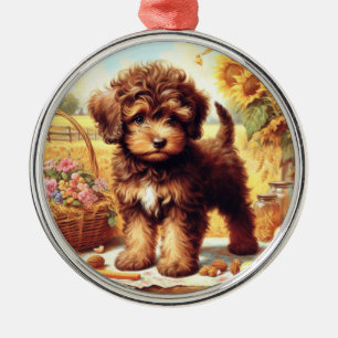 Cute Lagotto Romagnolo Painting Metal Ornament