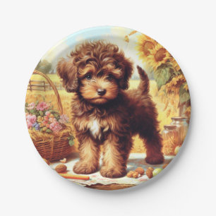 Cute Lagotto Romagnolo Painting Paper Plate