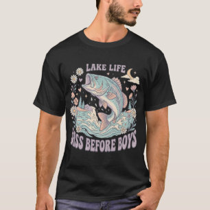 Cute Lake Life Bass Before Boys Retro Outdoorsy Fi T-Shirt