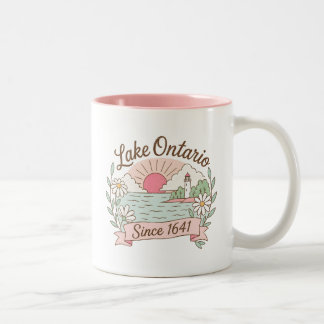 Cute Lake Ontario Pastel Landscape Two-Tone Coffee Mug