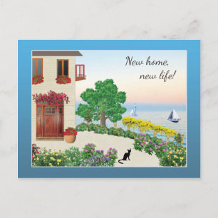 Cute Lake Side / Seaside Home Change of Address Announcement Postcard
