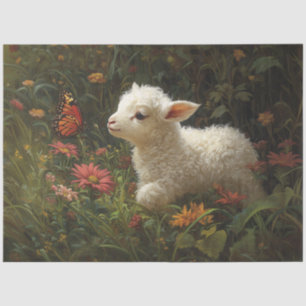 Cute Lamb and Butterfly Art Decoupage Tissue Paper