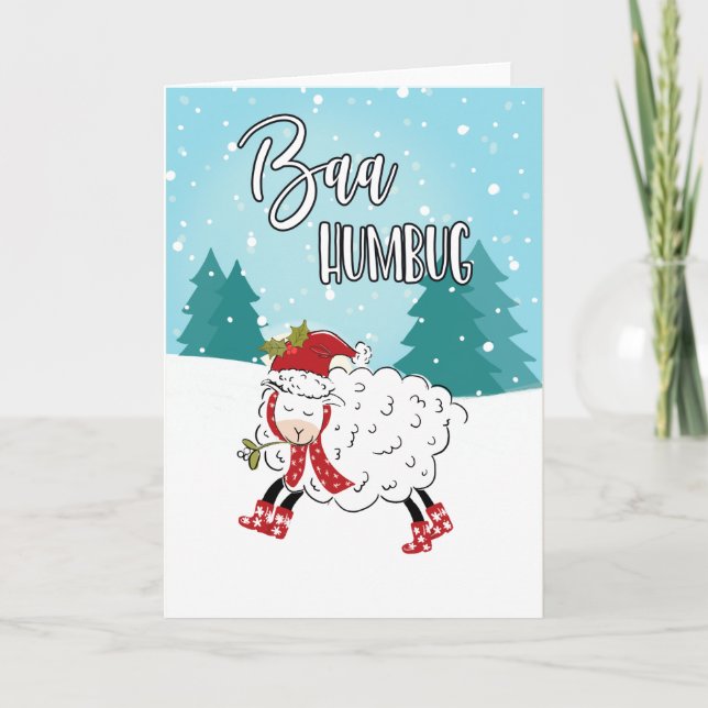 cute lamb Baa humbug sheep funny joke christmas Card (Front)