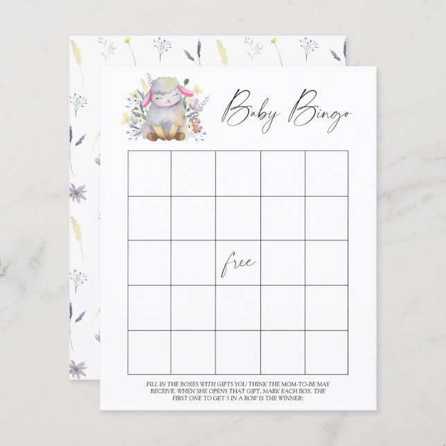 Cute Lamb - Baby Bingo game (Front/Back)