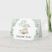 Cute Lamb Baby Sheep Greenery Eucalyptus Thank You