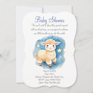 Cute lamb baby shower invitation. New Baby party Invitation