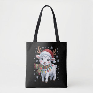 Cute Lamb Christmas Funny Animal Lover Farmer Tote Bag