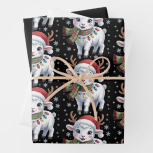 Cute Lamb Christmas Funny Animal Lover Farmer Wrapping Paper Sheet