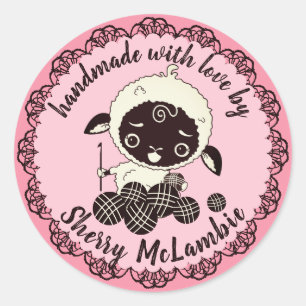 Cute lamb crochet hook handmade with love sticker