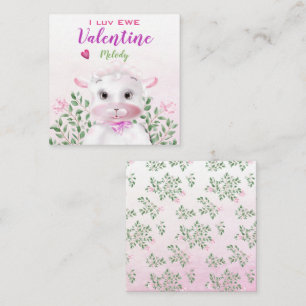 Cute Lamb Floral Kids Classroom Valentine Card