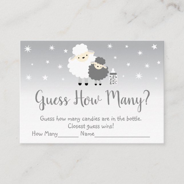 Cute Lamb Guess How Many Shower Game Place Card (Front)