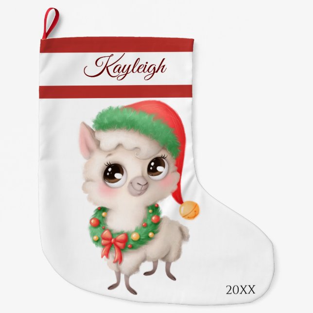 Cute Lamb Large Christmas Stocking (Front)