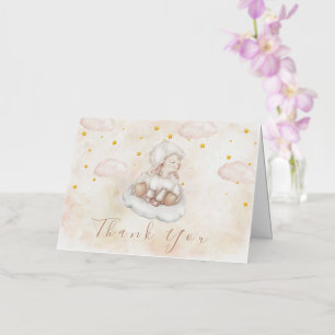 Cute Lamb Pinky Dust stars Baby Shower Thank You Foil Greeting Card