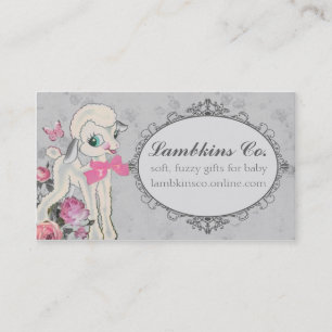 Cute lamb sheep wool knitting crochet sewing business card