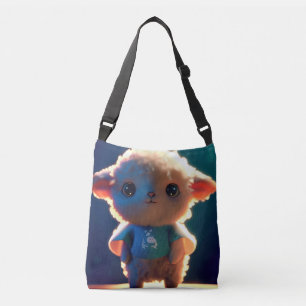 Cute lamb with a t-shirt crossbody bag