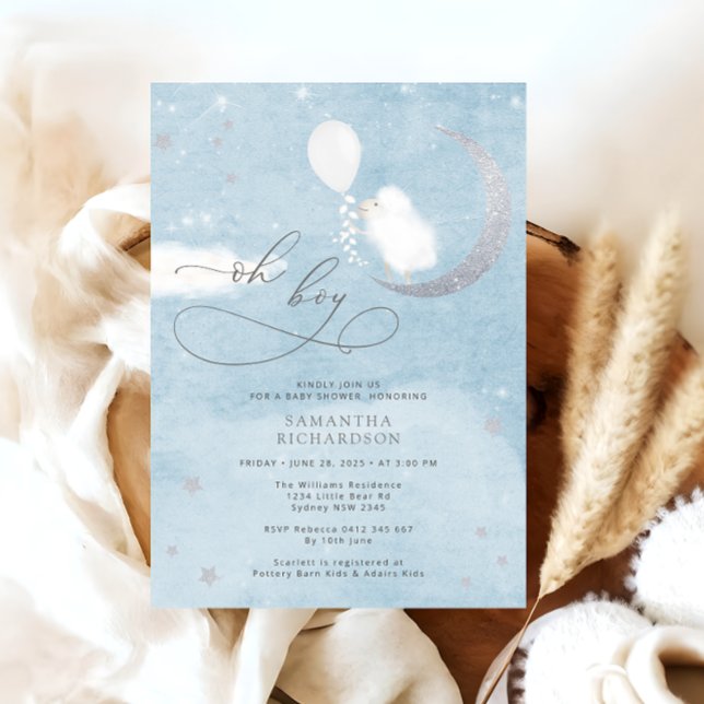 Cute Lamb With Balloon Baby Shower Invitation (Creator Uploaded)