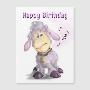 Cute Lamb with Bell Birthday Magnetic Card