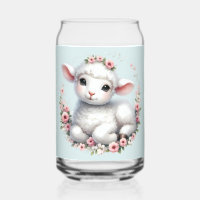 Cute Lamb with Floral Crown Illustration