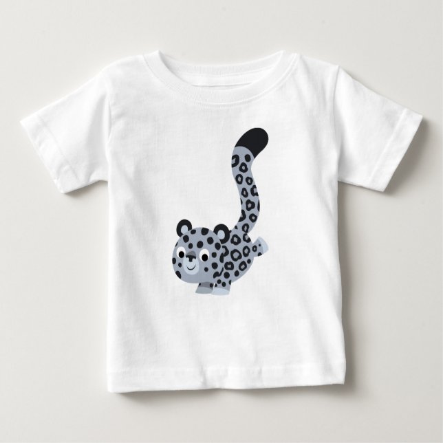 Cute Landing Cartoon Snow Leopard Baby T-Shirt (Front)