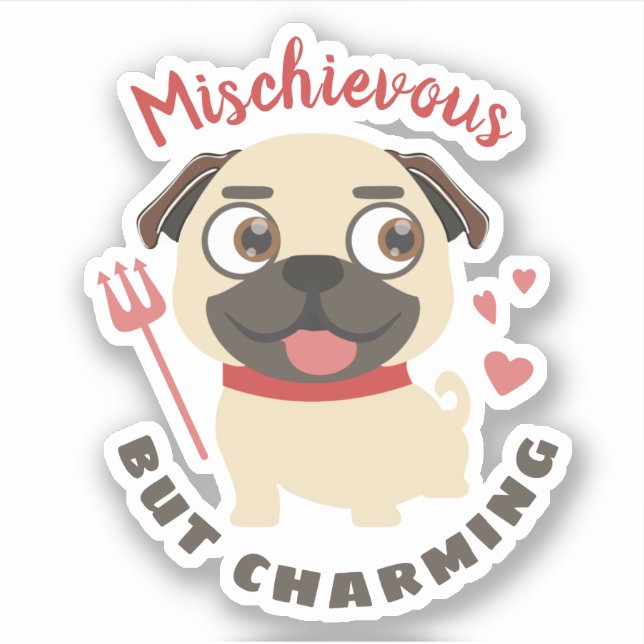 Cute lap dog pug mischievous charming personalised (Front)