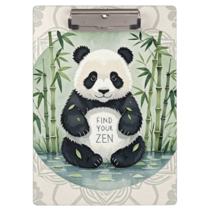Cute Large Chubby panda sitting in a lotus pose Clipboard
