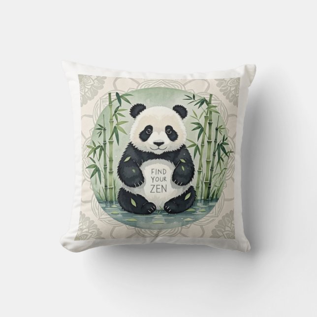 Cute Large Chubby panda sitting in a lotus pose  Cushion (Front)