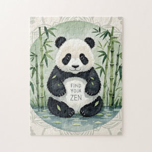 Cute Large Chubby panda sitting in a lotus pose  Jigsaw Puzzle