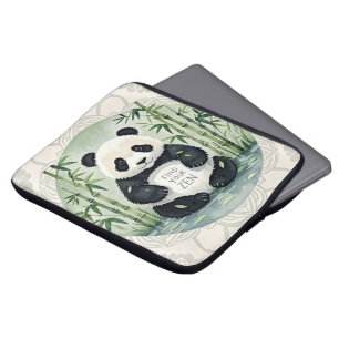 Cute Large Chubby panda sitting in a lotus pose Laptop Sleeve