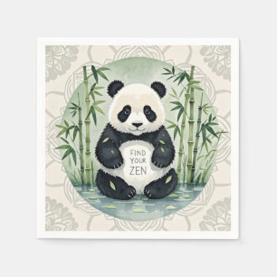 Cute Large Chubby panda sitting in a lotus pose  Napkin