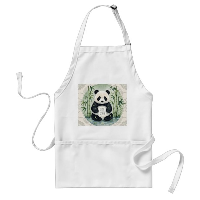 Cute Large Chubby panda sitting in a lotus pose  Standard Apron (Front)