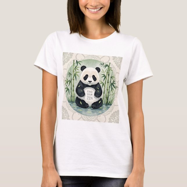 Cute Large Chubby panda sitting in a lotus pose  T-Shirt (Front)