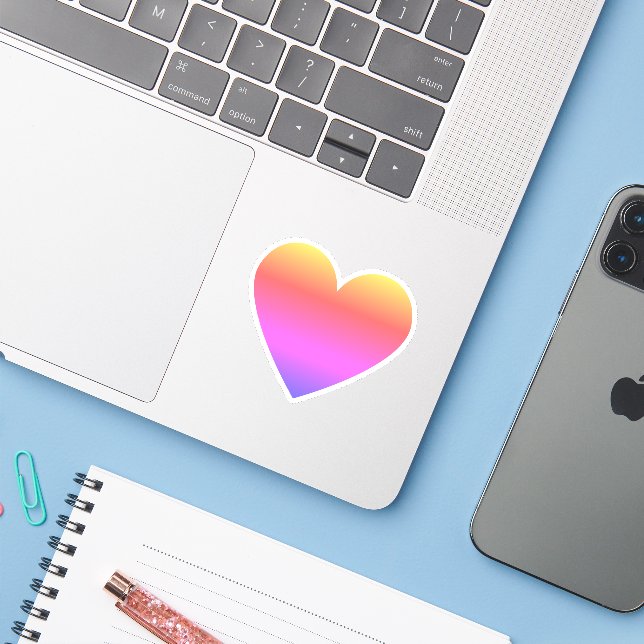 Cute Large Colourful Ombre Heart (Laptop w/ iPhone)