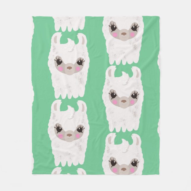 Cute Large Llama Pattern Fleece Blanket (Front)