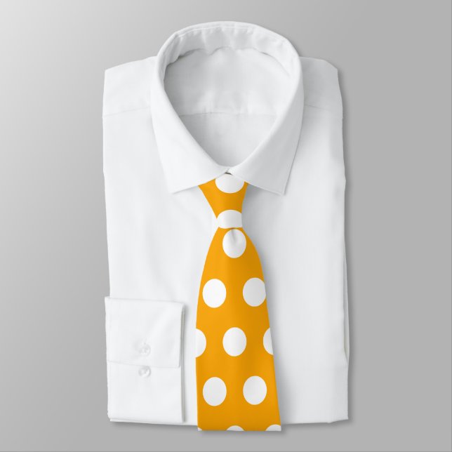 Cute large yellow and white polka dots tie (Tied)
