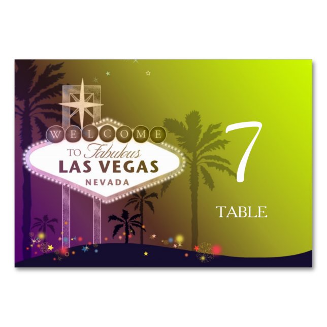 Cute Las Vegas Wedding Table Number (Front)
