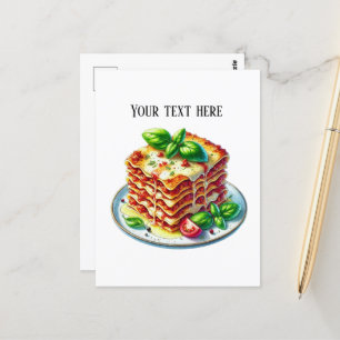 Cute lasagne add text  postcard