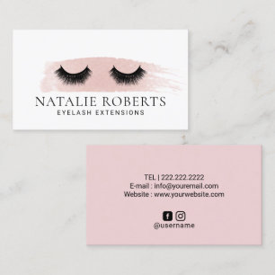 Cute Lashes Makeup Artist Blush Pink Brushstroke Business Card