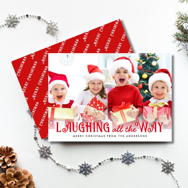 Cute Laughing All The Way Merry Christmas Holiday Card (Creator Uploaded)
